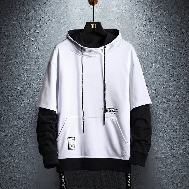 Sudadera Hombre Patchwork Hip Hop - Hoodie Pullover Streetwear Colorblock
