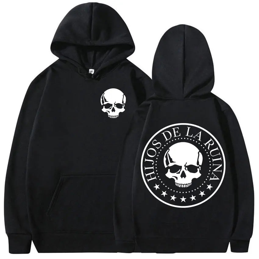 Sudadera Gothic Skull Hombre - Hoodie Manga Larga Hip-Hop Retro
