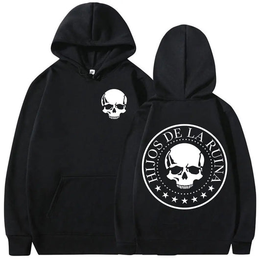 Sudadera Gothic Skull Hombre - Hoodie Manga Larga Hip-Hop Retro
