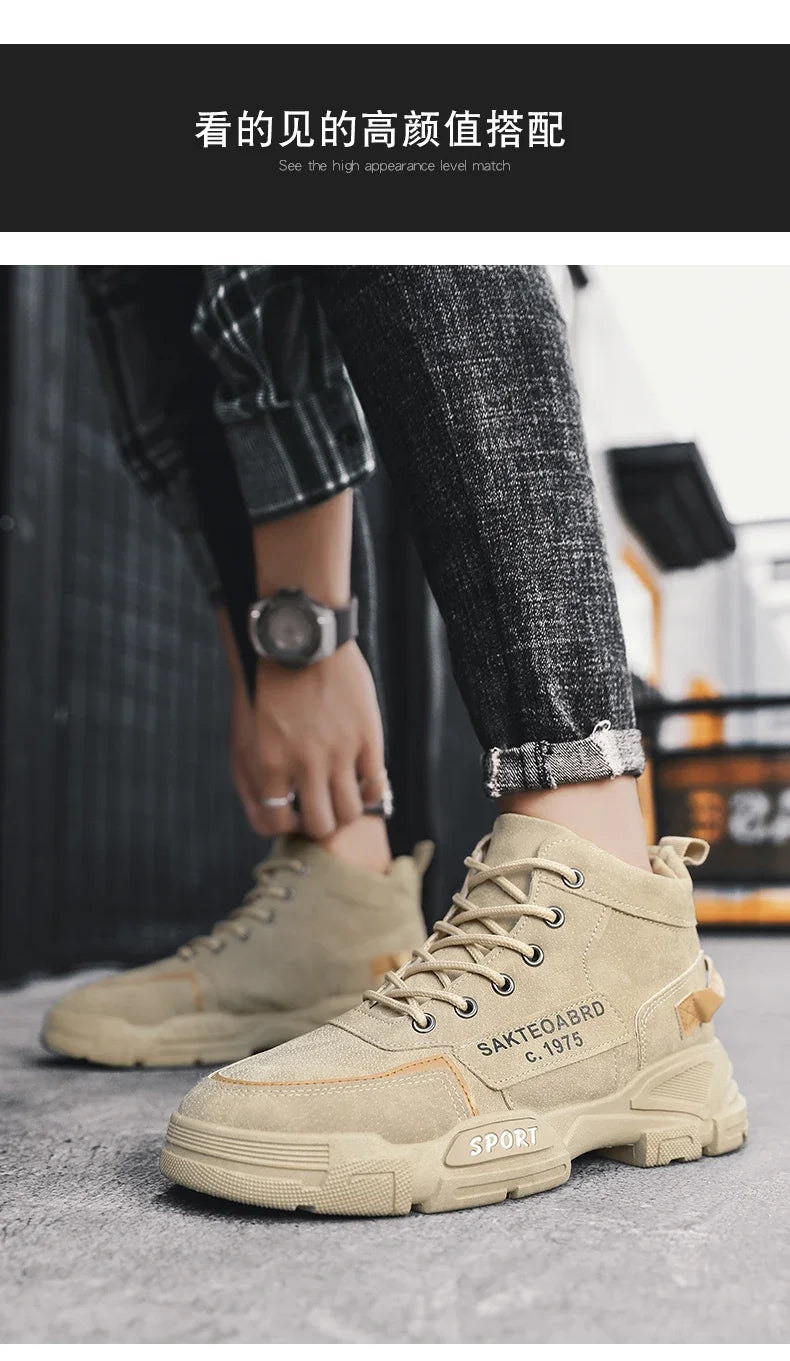 Botas Hombre Casual Suela Suave - Antideslizantes 4 Estaciones Trabajo Outdoor Estudiante Deportivas Fashion Youth Versátiles Trendy