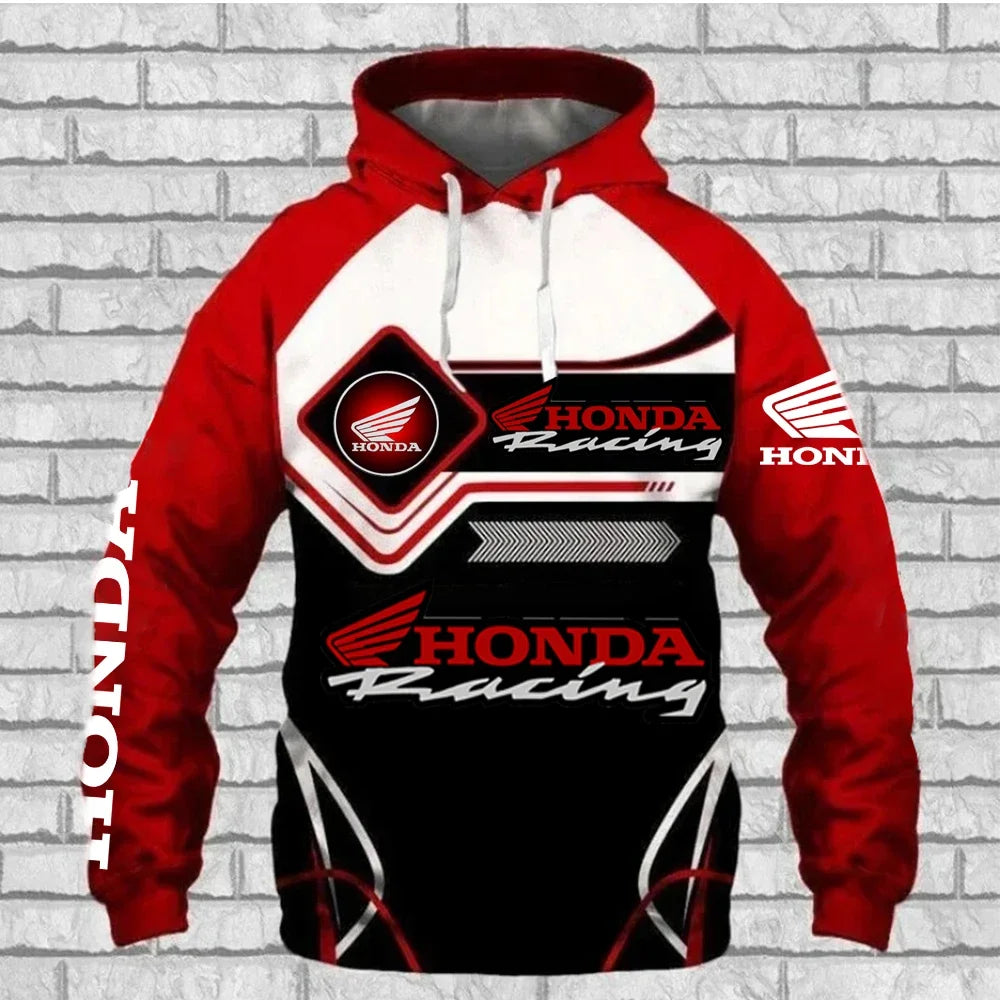 Sudadera Honda Logo 3D Hombre - Hoodie Streetwear Racing Outdoor