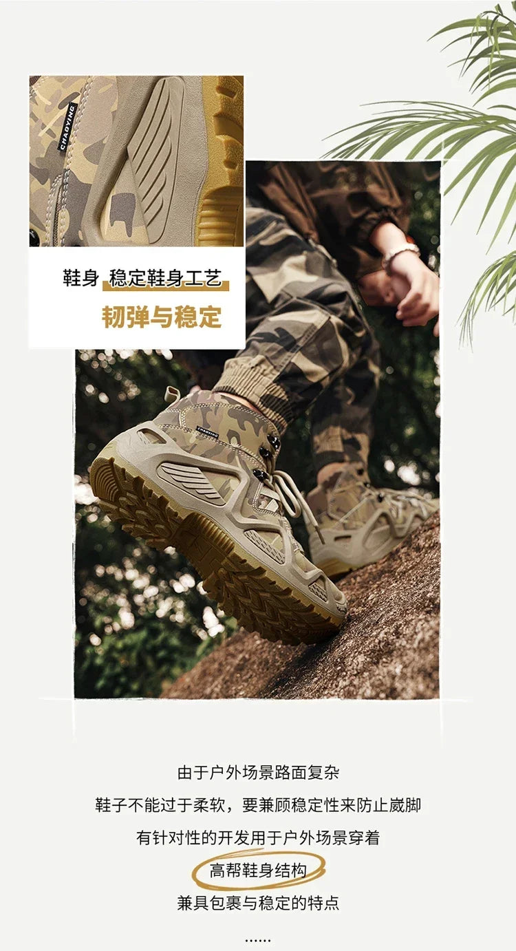 Botas Hombre Entrenamiento 2025 - High-Top Outdoor Antideslizantes Casual Platform Sneakers Designer Desert Camuflaje Tactical