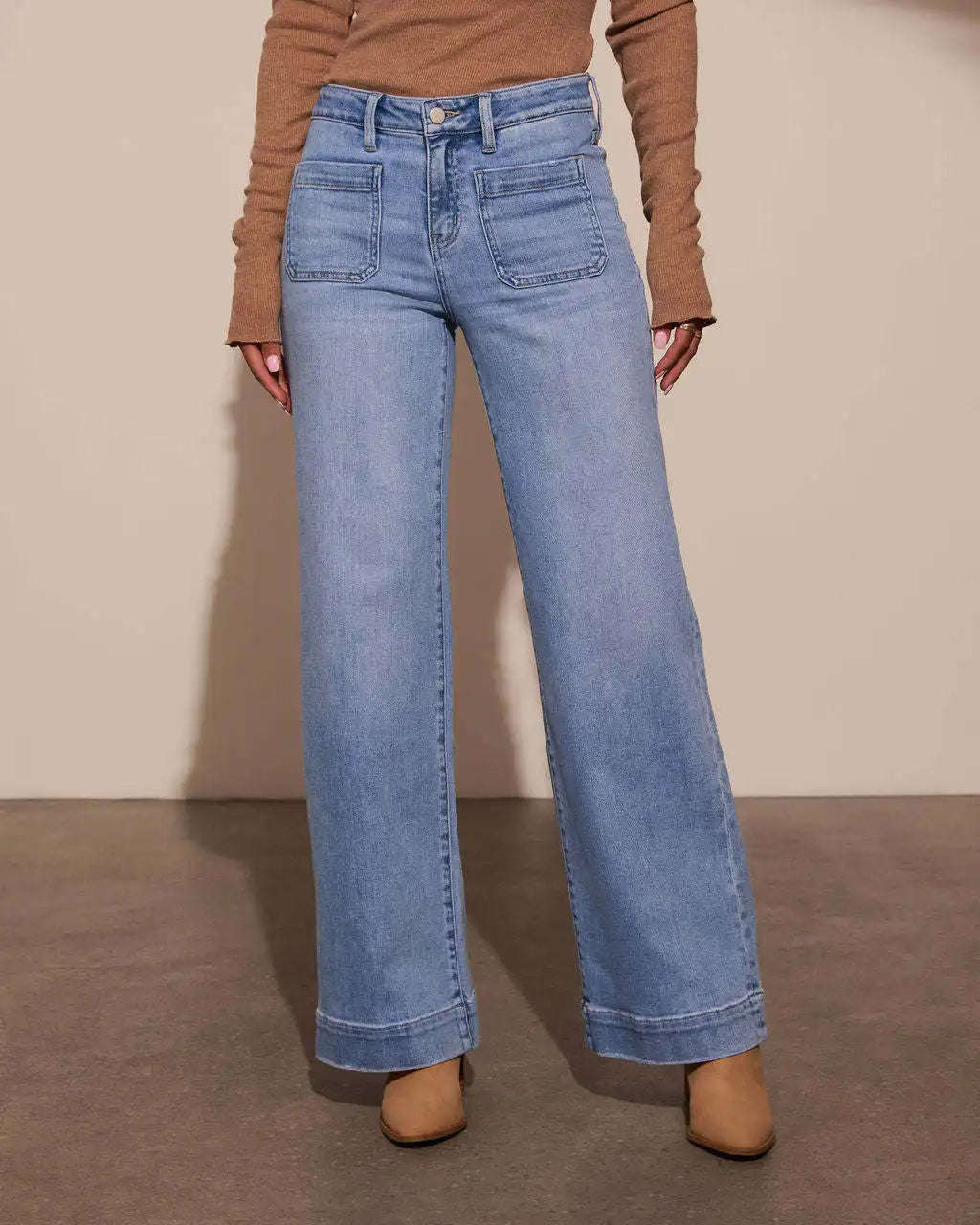 Jeans Mujer Cintura Alta Pierna Ancha - Pantalón Retro Primavera 2025