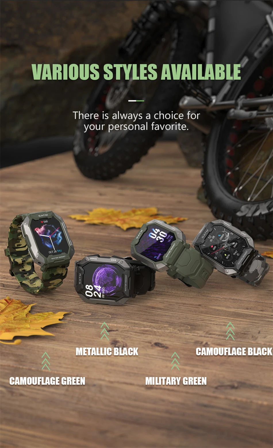 Smartwatch IP68 ATM Natación - Deportivo Outdoor Fitness Tracker Salud para Android iOS