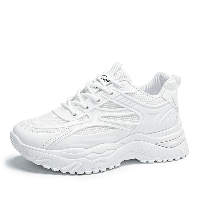 Sneakers Chunky Blancos Mujer 2024 - Zapatillas Piel Plataforma Gruesa