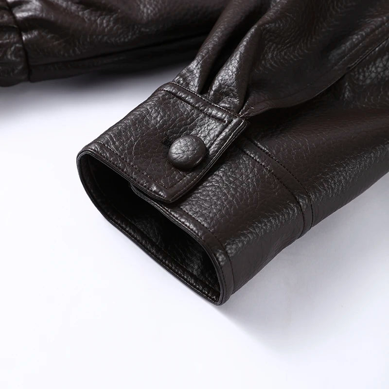 Chaqueta Mujer Elegante PU Piel - Chaqueta Solapa Doble Botón 2025