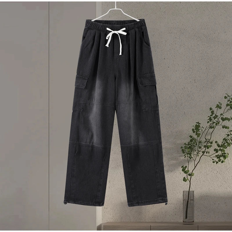 Vaqueros Cargo Y2K Baggy para Hombre - Jeans Pierna Ancha Ajustables Hippie Streetwear