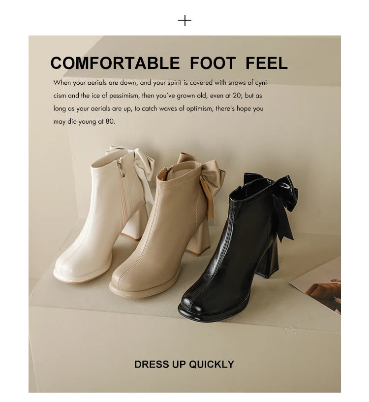 Botas Tobillo Mujer Plataforma Tacón - Lazo Trasero Calcetín Otoño Punk