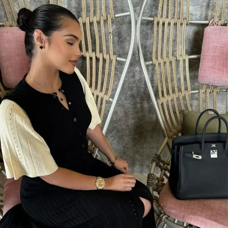 Vestido Punto Mujer Elegante - Vestido Largo Primavera 2025