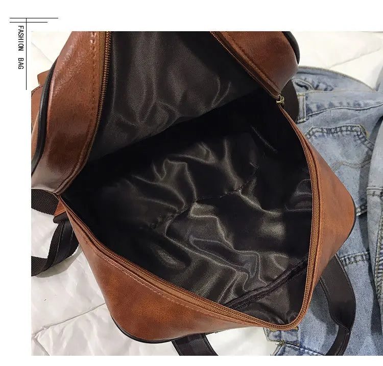 Mochila Cuero Juvenil Unisex - Alta Calidad Adolescentes Escolar Hombro Satchel Color Sólido