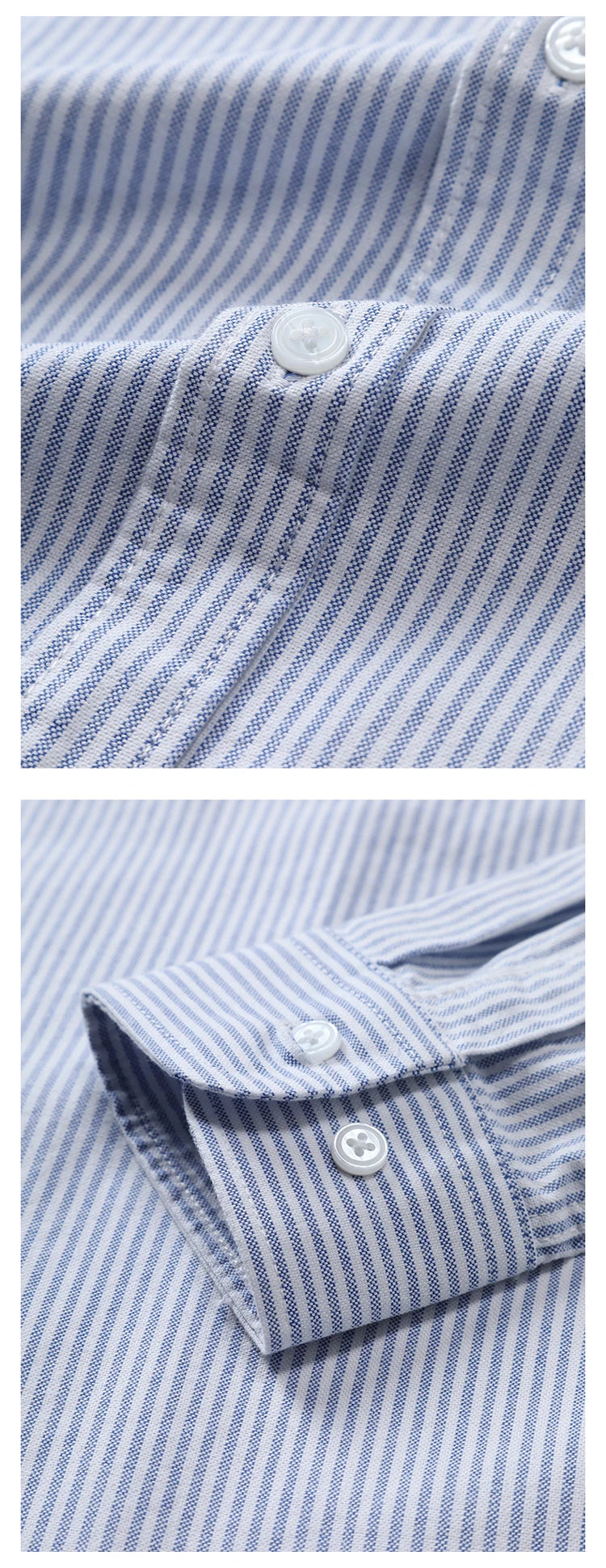 Camisa Hombre Algodón Resistente - Alta Calidad Manga Larga Color Sólido Rayas