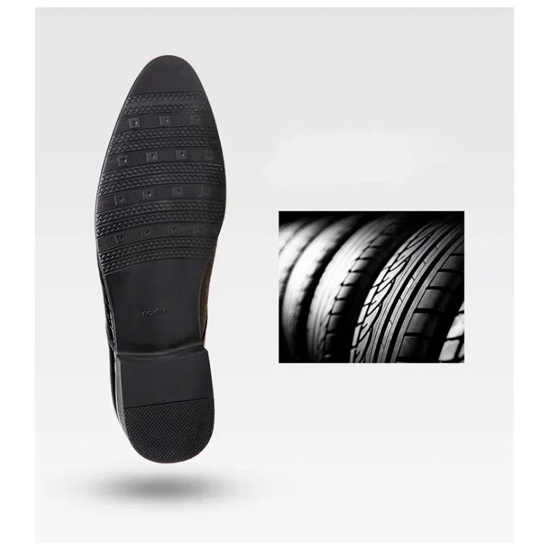 Zapatos Vestir Hombre Cuero PU Negro - Mocasines Oxford Punta Puntiaguda Boda Business