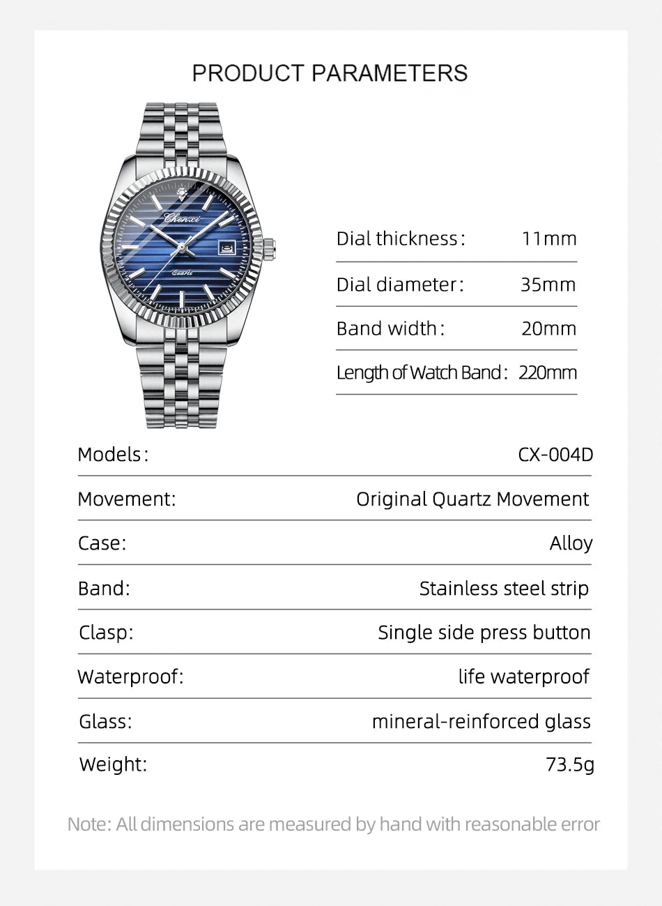 Reloj CHENXI 004D Hombre - Cuarzo Resistente al Agua con Calendario Luminoso