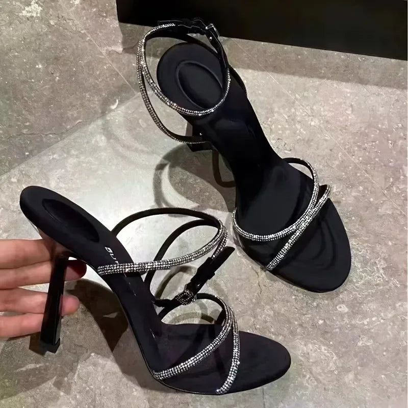 Sandalias Designer Mujer 2025 - Zapatos Tacón Alto Punta Abierta Fiesta Luxury