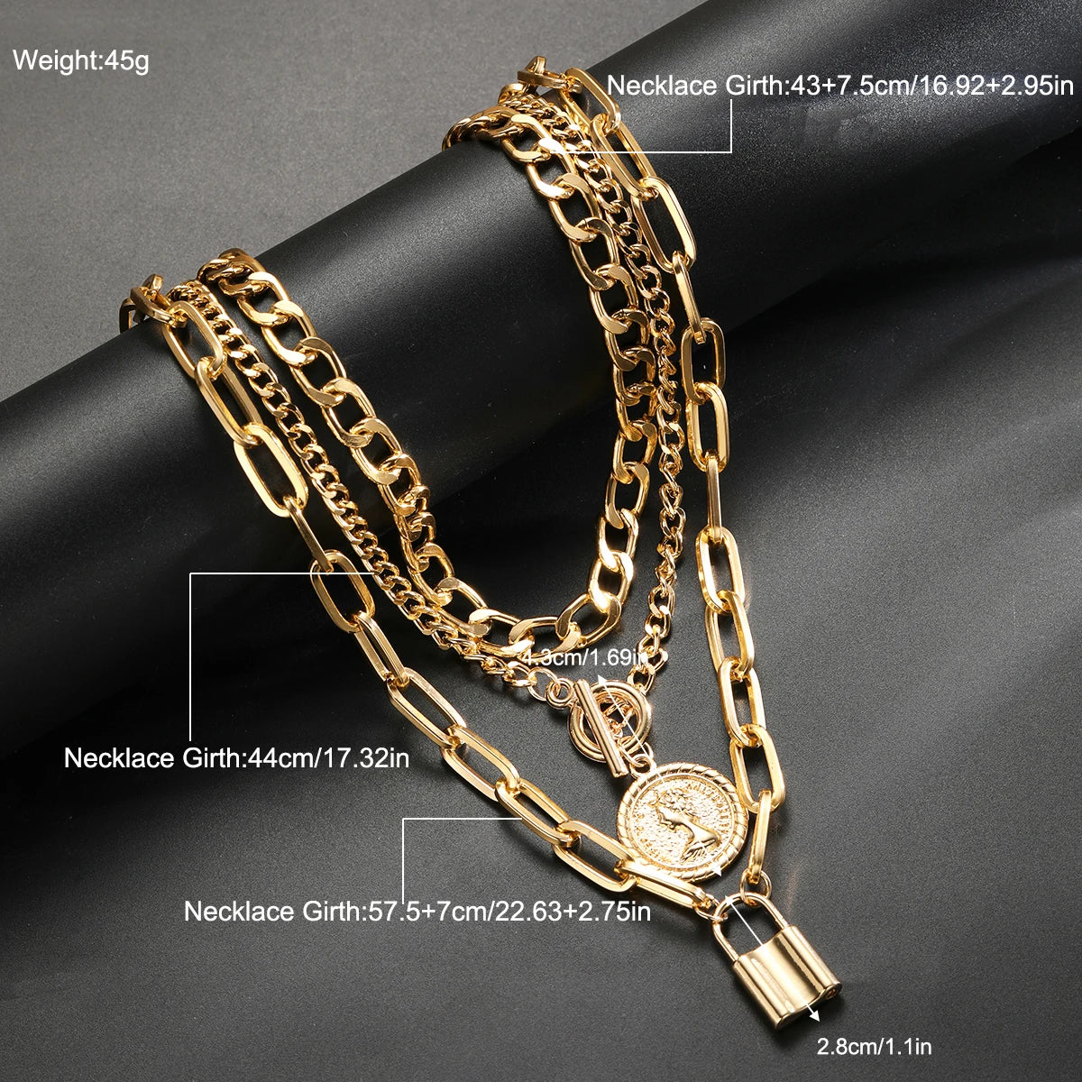 Set 3 Collares Multicapa Dorados Mujer - Choker Retro Elegante