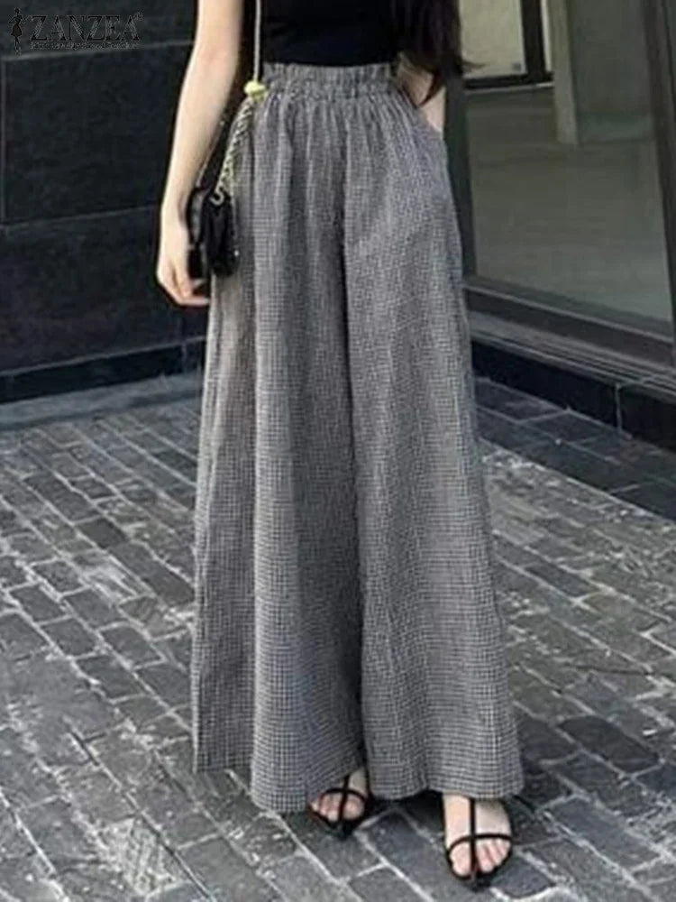Pantalón Pierna Ancha Mujer Cuadros - Pantalón Palazzo Verano 2025
