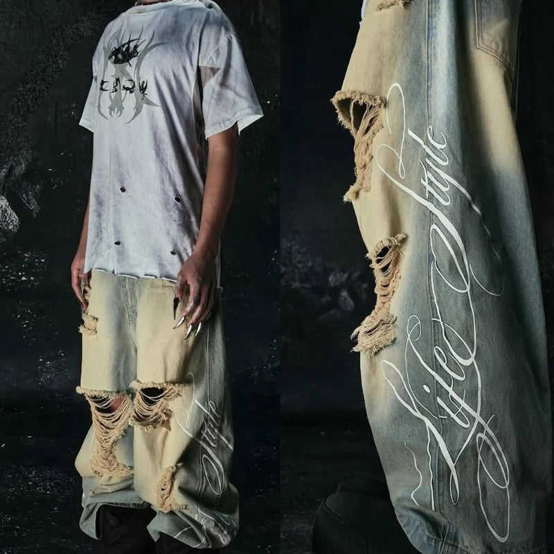 Vaqueros Mujer Y2K Rotos Vintage - Jeans Pierna Ancha Streetwear Unisex