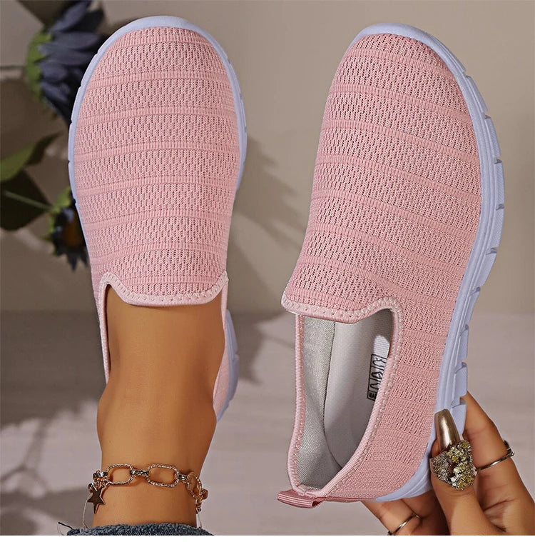 Sneakers Slip-On Mujer Blancos - Zapatillas Ligeras Sin Cordones Otoño