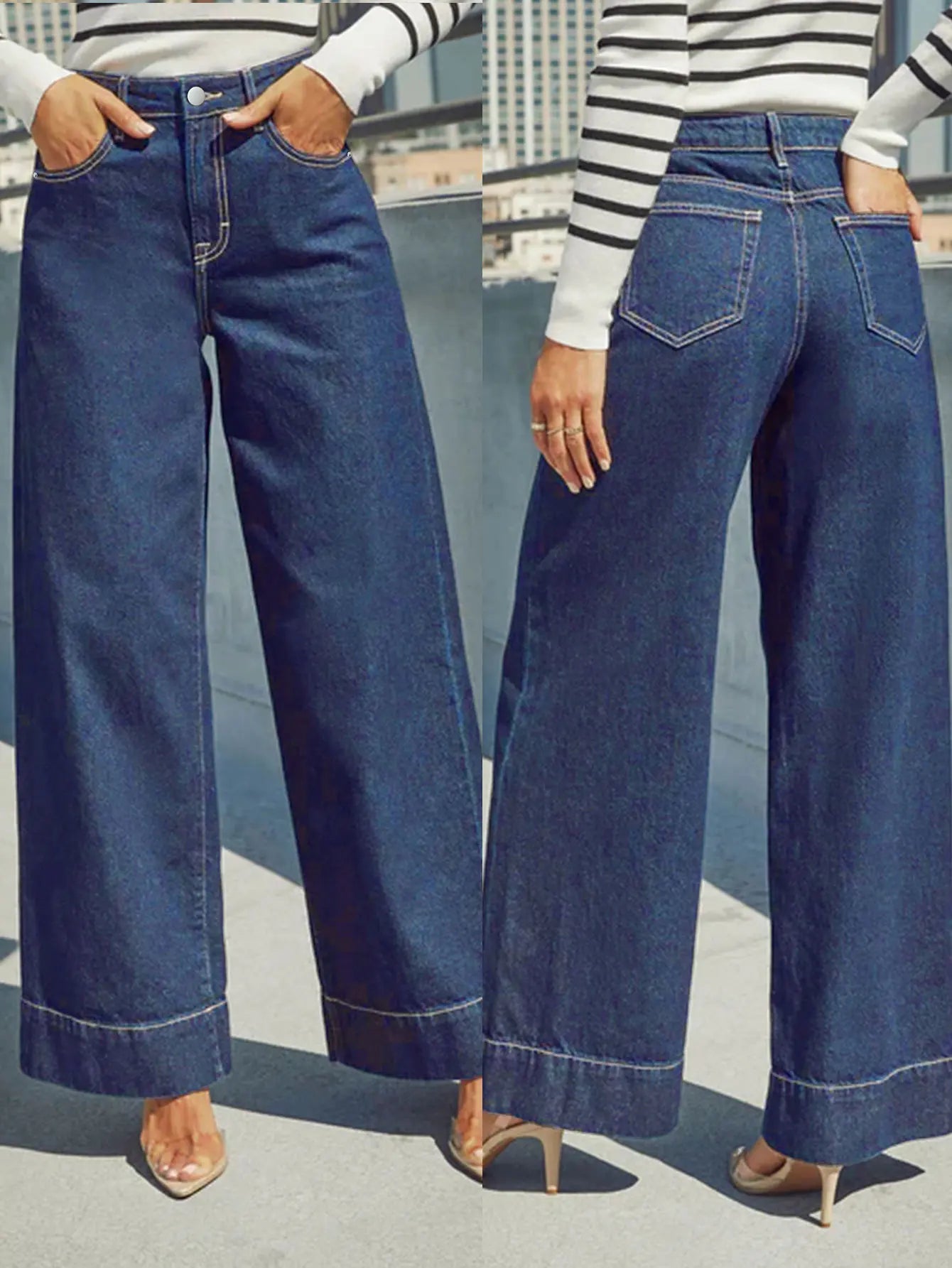 Jeans Mujer Pierna Ancha Cintura Alta - Pantalón Denim Verano 2025