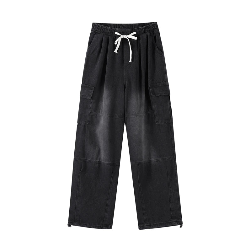 Vaqueros Cargo Y2K Baggy para Hombre - Jeans Pierna Ancha Ajustables Hippie Streetwear
