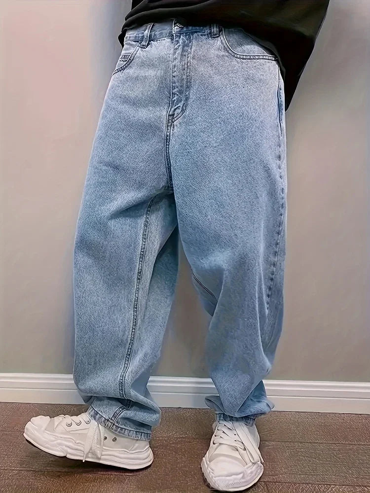 Jeans Baggy Hombre Casual Oversize - Pantalones Anchos Azul Y2K
