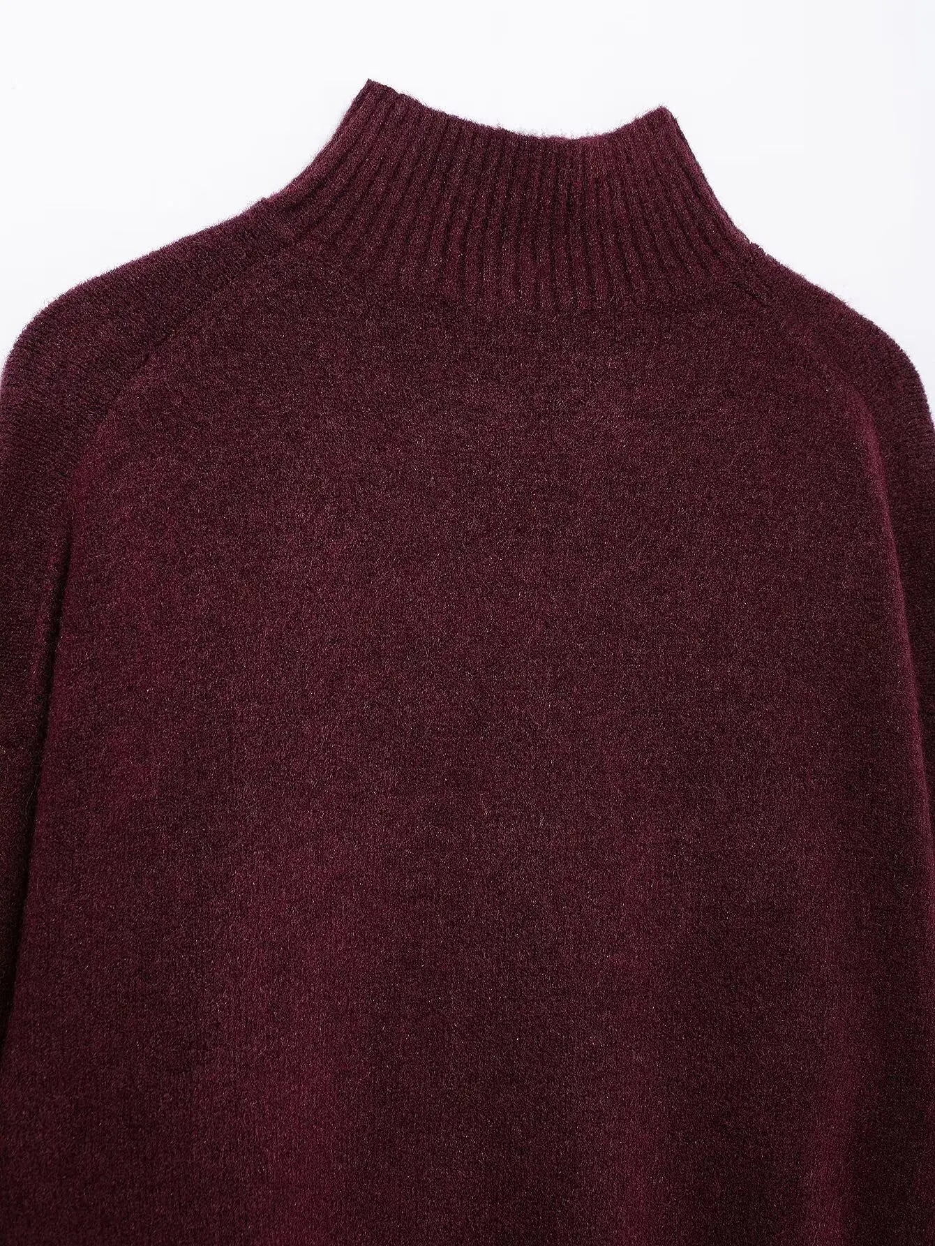 Suéter Mujer Burgundy Vintage - Jersey Cuello Alto Otoño Invierno