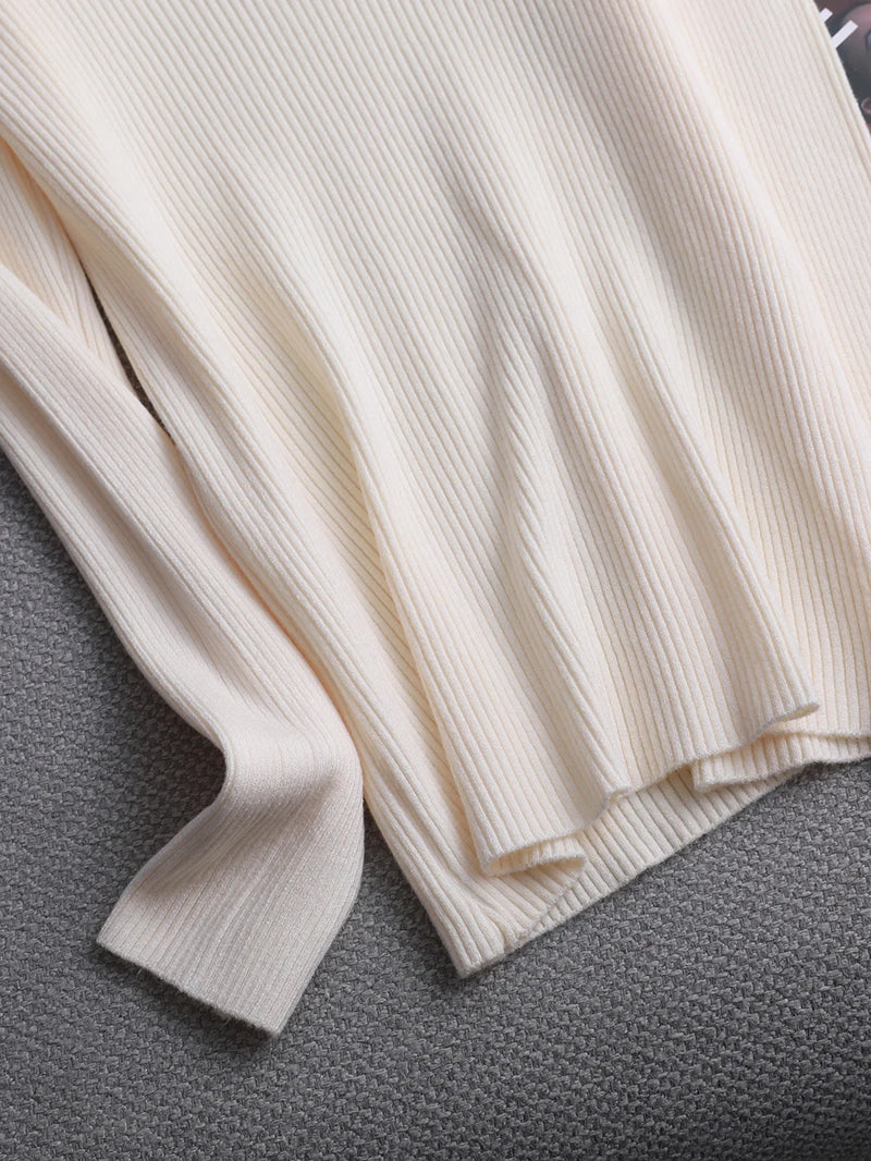 Jersey Mujer Punto Básico Manga Larga - Pullover Slim Primavera Otoño