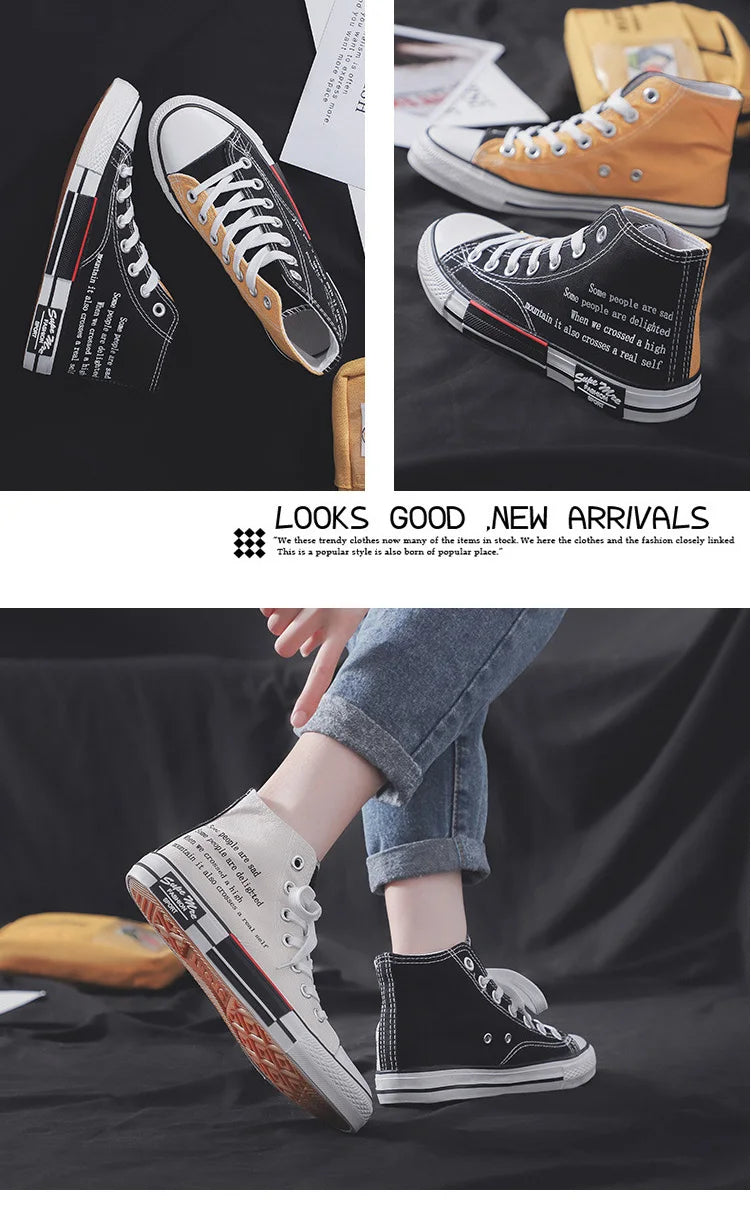 Sneakers High Top Mujer Designer - Zapatillas Canvas Plataforma Talla Grande