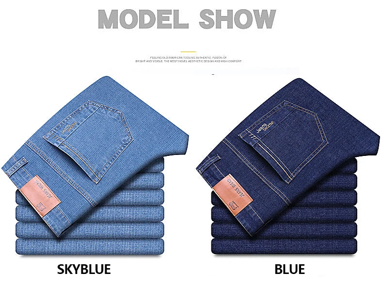 Vaqueros Hombre Verano Finos - Jeans Rectos Business Suaves Alta Calidad Trabajo