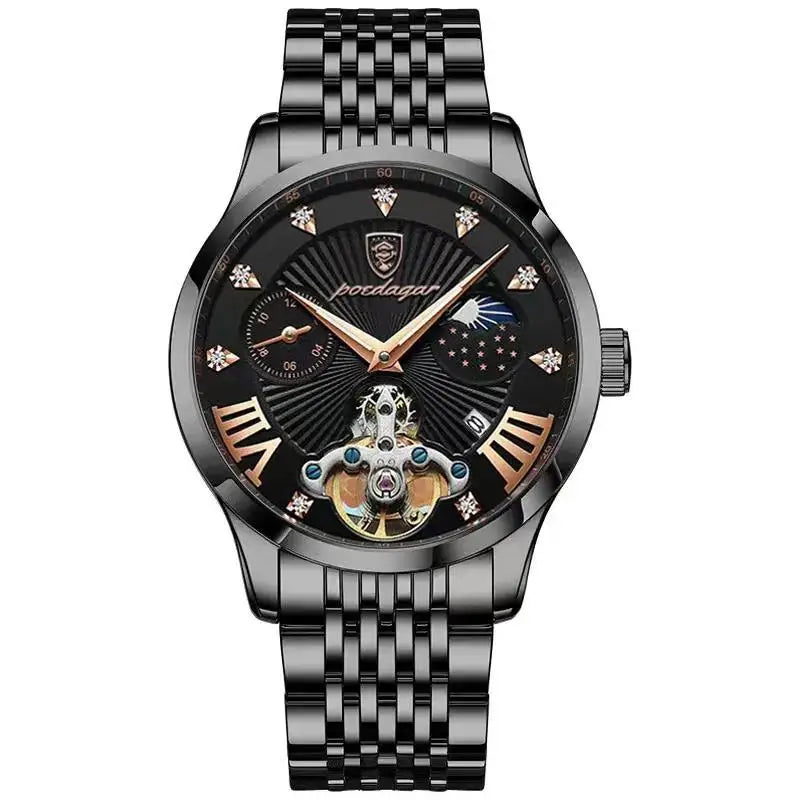 Reloj POEDAGAR Luxury para Hombre - Cuarzo Business Cuero Calendario Resistente al Agua