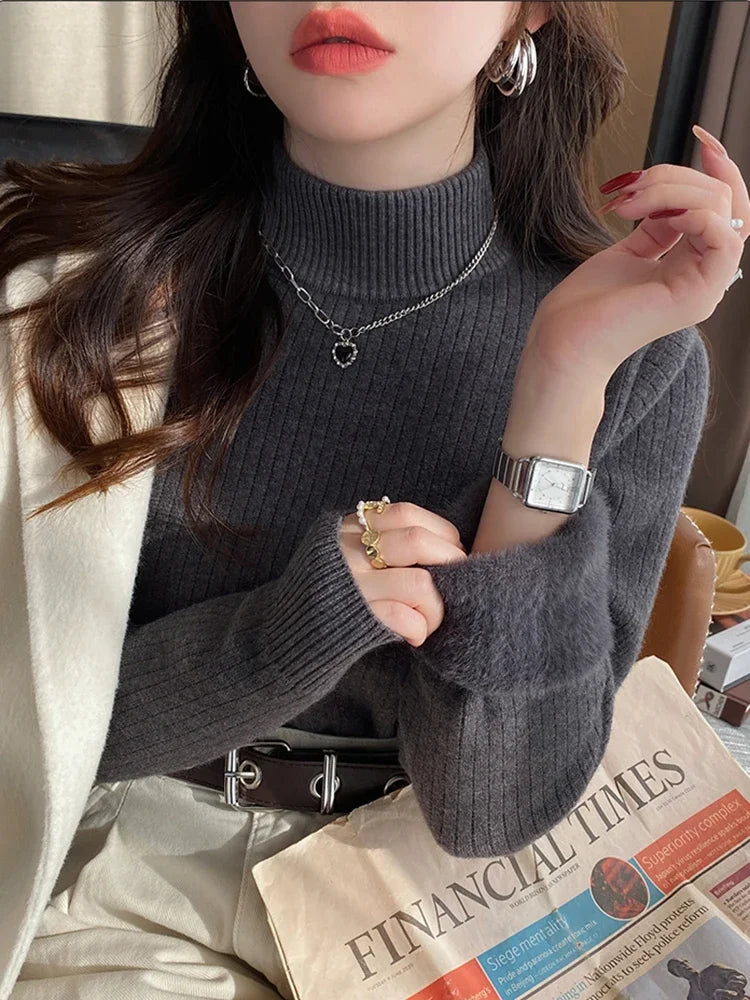 Suéter Mujer Térmico Forro Terciopelo - Jersey Cuello Alto Invierno