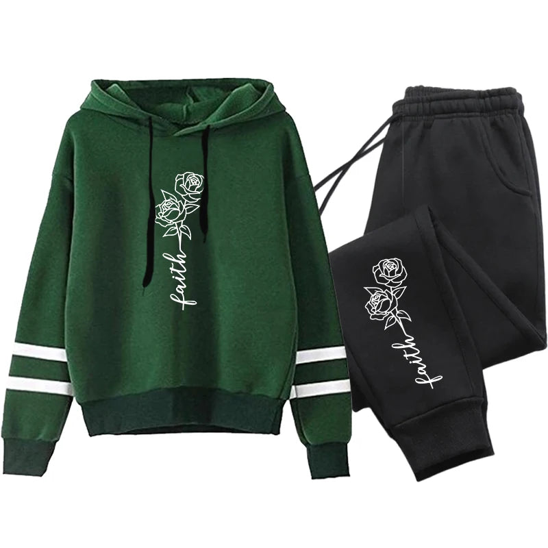 Conjunto Mujer Jogging Otoño Invierno - Sudadera Rayas Casual Outdoor