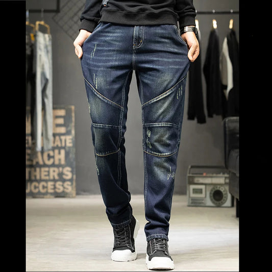 Vaqueros Baggy Hombre Talla Grande Coreanos - Jeans Sueltos Rotos Pierna Recta Fashion