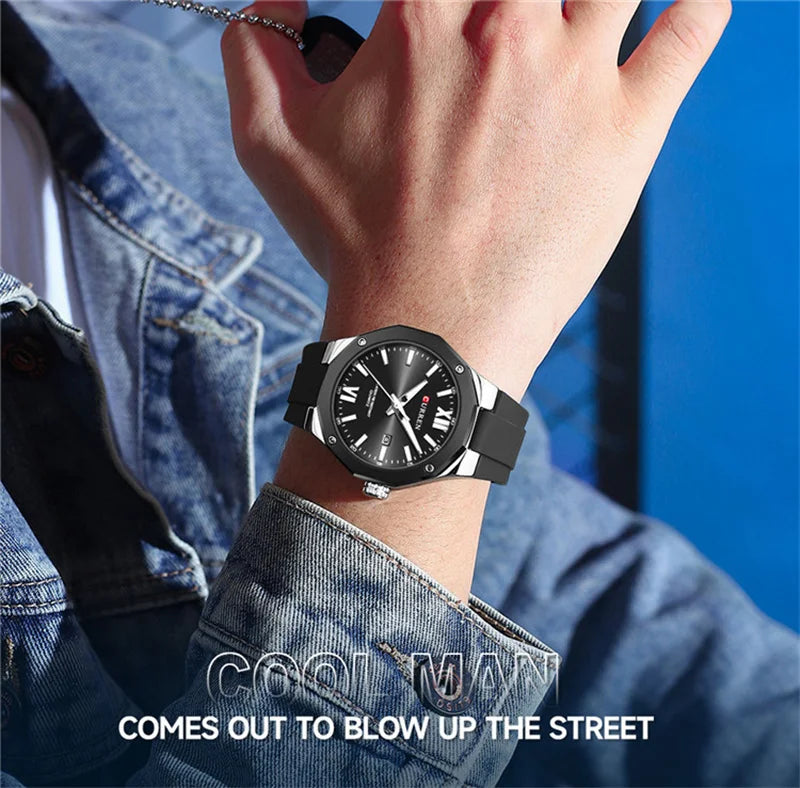 Reloj CURREN 8465 Nuevo 2025 - Cuarzo Silicona Luz Nocturna Casual Resistente al Agua