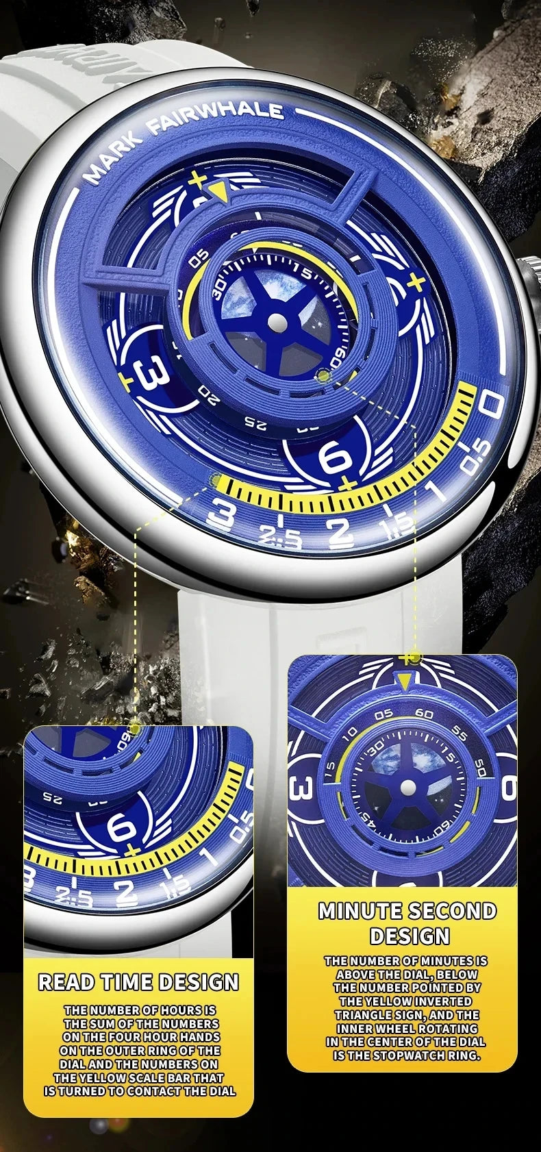 Reloj Mark Fairwhale 5990 Hombre 2025 - Cuarzo Silicona Deportivo con Luz Nocturna