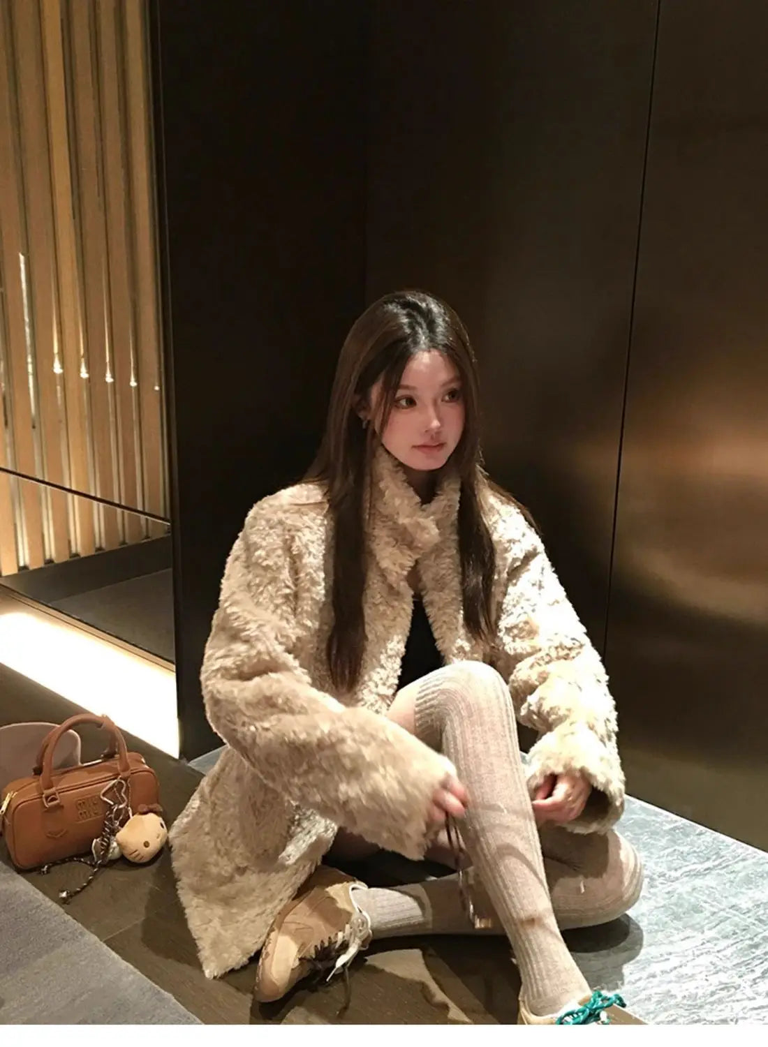 Chaqueta Piel Cordero Mujer Eco - Chaqueta Cuello Alto Coreana Invierno 2025