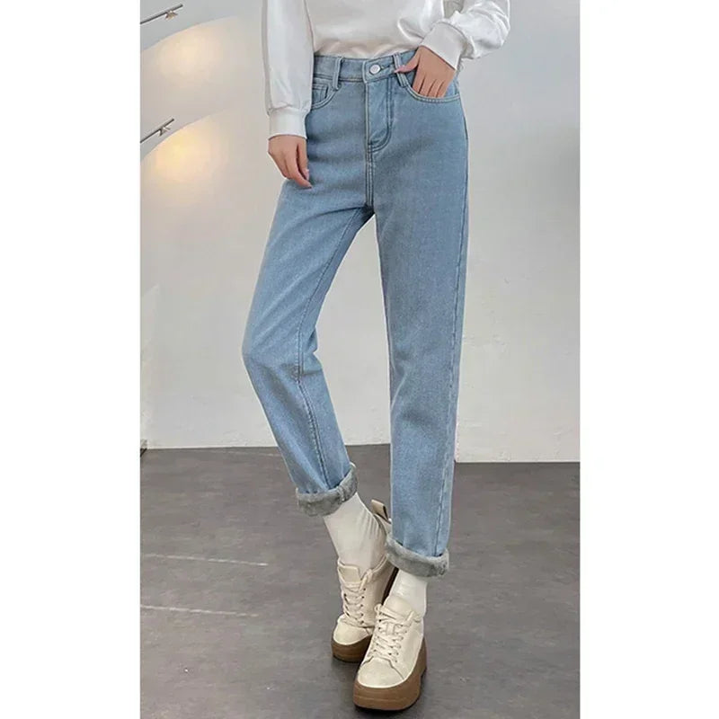 Vaqueros Mujer Forro Polar Invierno - Jeans Térmicos Cintura Alta