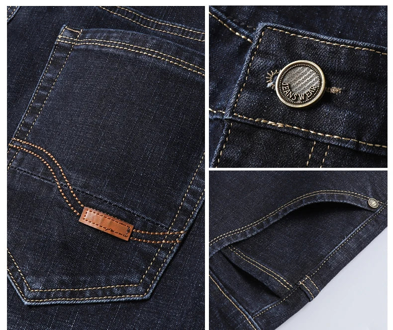 Vaqueros Hombre Business Stretch Slim - Jeans Casuales Clásicos Negro Azul