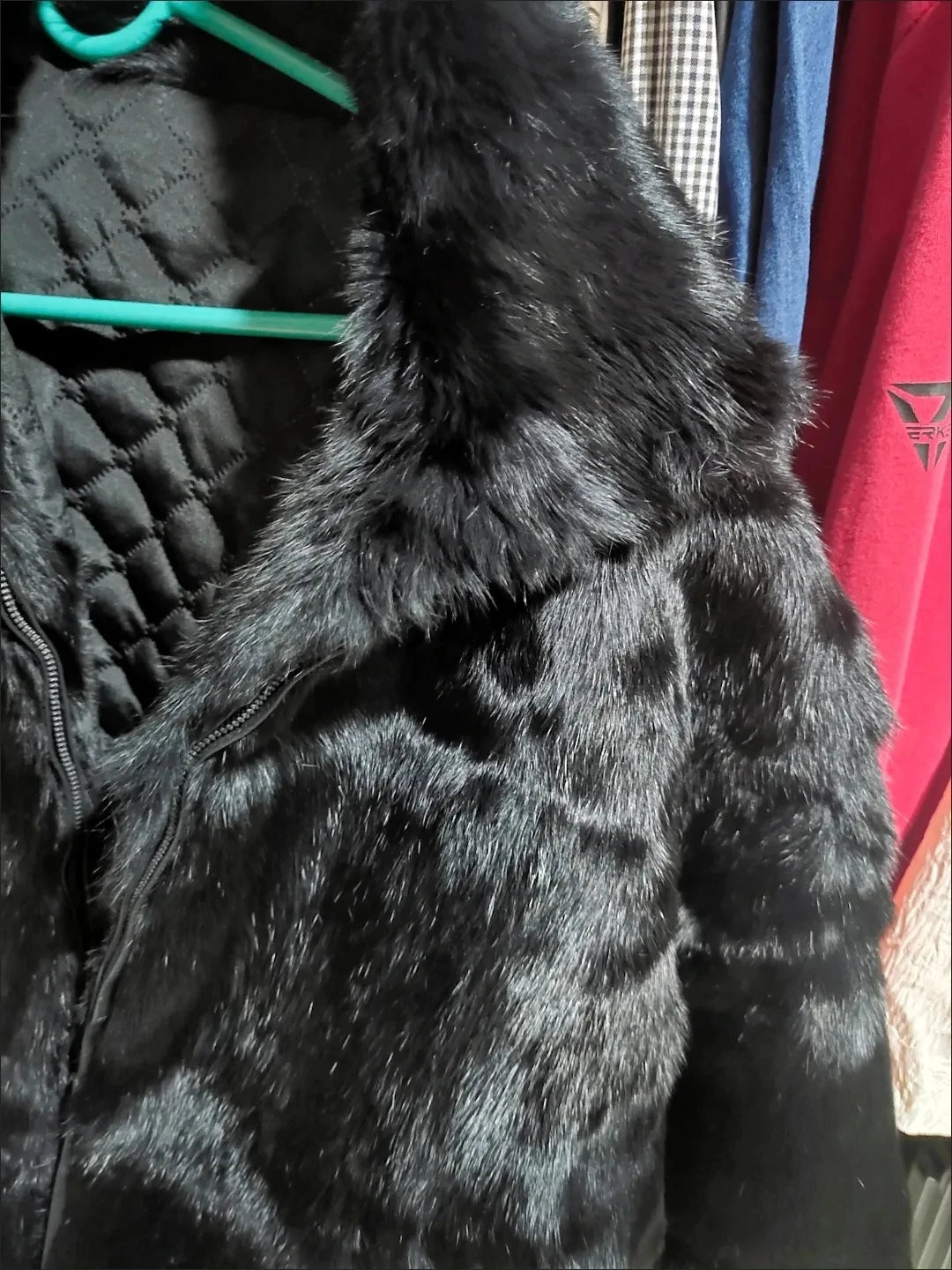 Abrigo Piel Conejo Rex Mujer - Abrigo Largo Holgado Cremallera Invierno