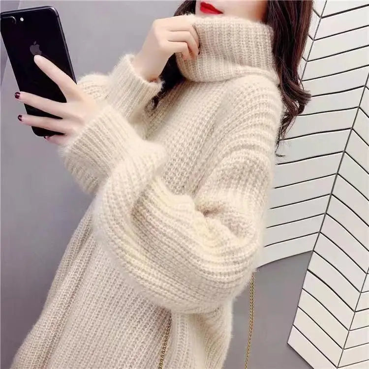 Vestido Suéter Mujer Cuello Alto - Jersey Largo Otoño Invierno