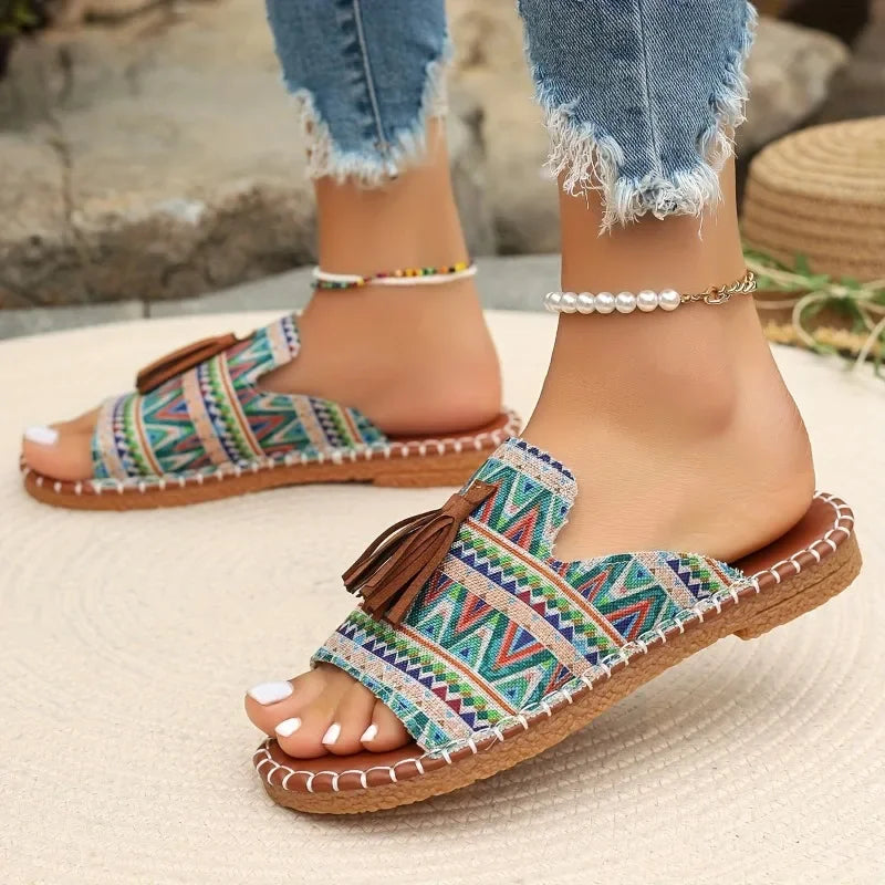 Sandalias Planas Mujer Luxury 2025 - Zapatos Playa Vacaciones Outdoor Fashion