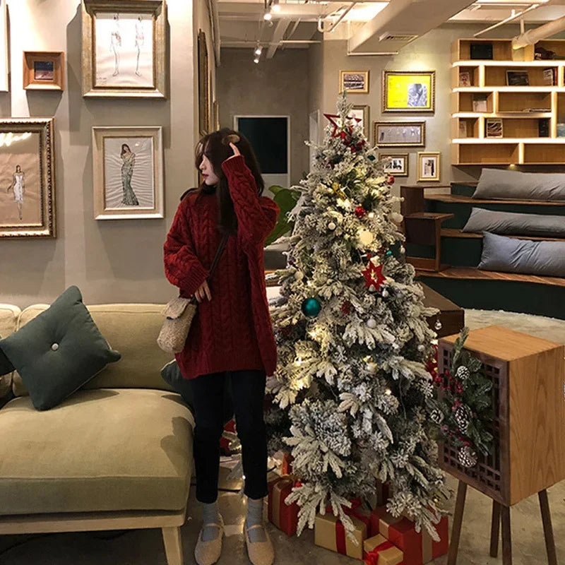 Suéter Mujer Punto Otoño Invierno Vintage - Jersey Suelto Cuello Redondo