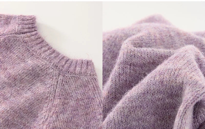 Jersey Mujer Invierno Flores Gris - Punto Holgado Cálido Vintage