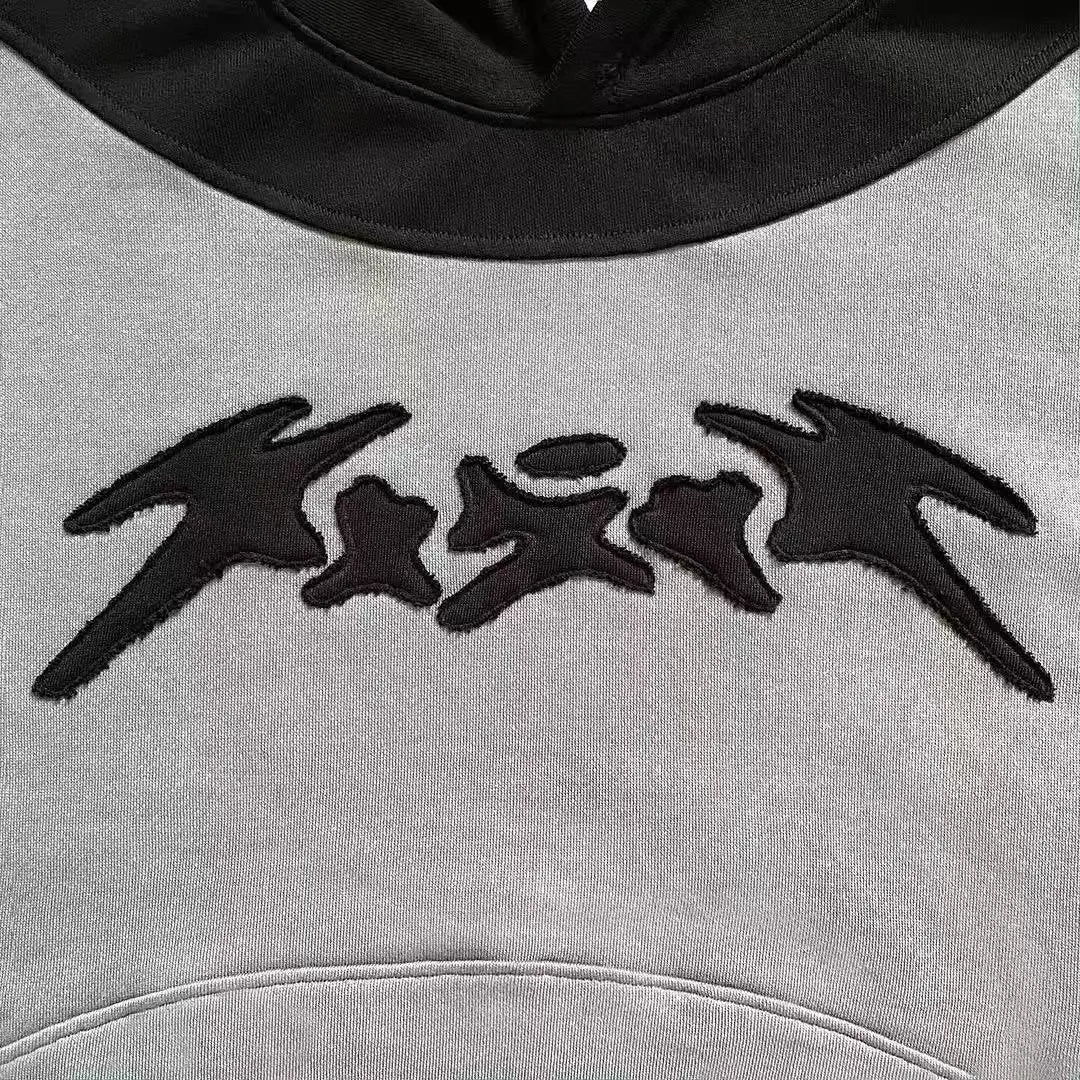 Sudadera Goth Harajuku Hombre - Hoodie Y2K Patrón Negro Gris Otoño