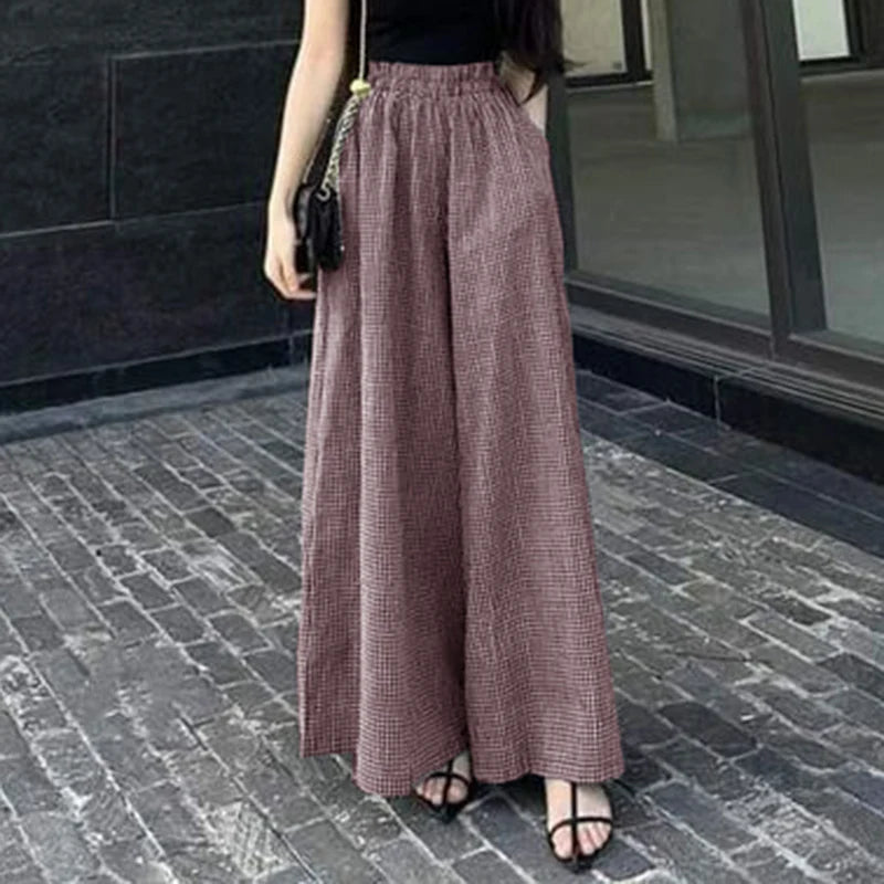 Pantalón Pierna Ancha Mujer Cuadros - Pantalón Palazzo Verano 2025