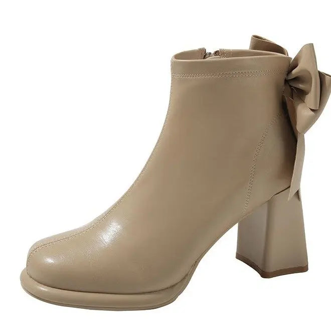 Botas Tobillo Mujer Plataforma Tacón - Lazo Trasero Calcetín Otoño Punk