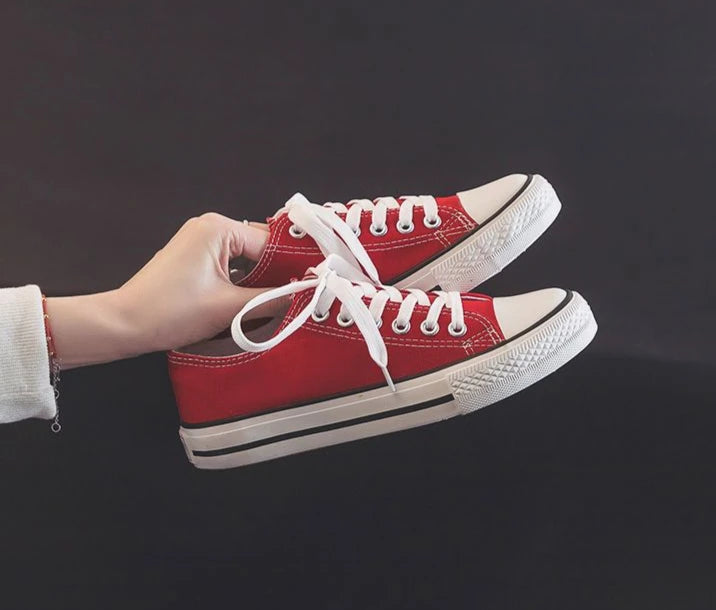 Zapatos Canvas Mujer Blancos - Zapatillas Planas Cordones Primavera 2025