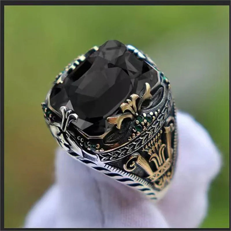 Anillo Hombre Jade Retro - Elegante Banquete Fiesta