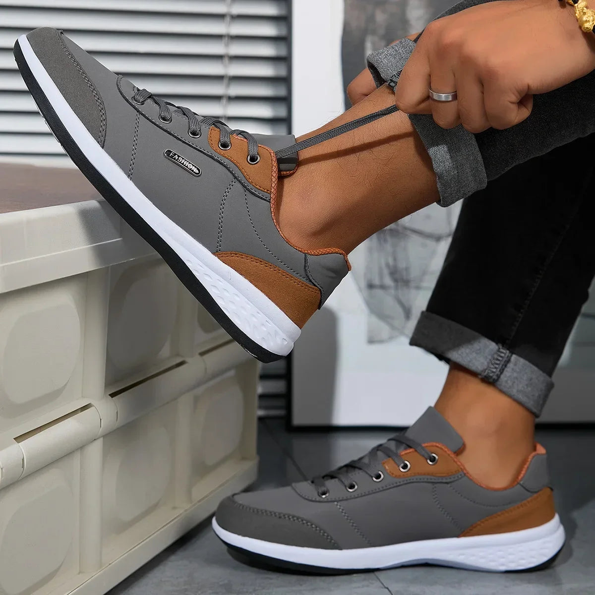 Sneakers Hombre Cuero Impermeables - Primavera Otoño Walking Leisure Deportivos Antideslizantes Tennis