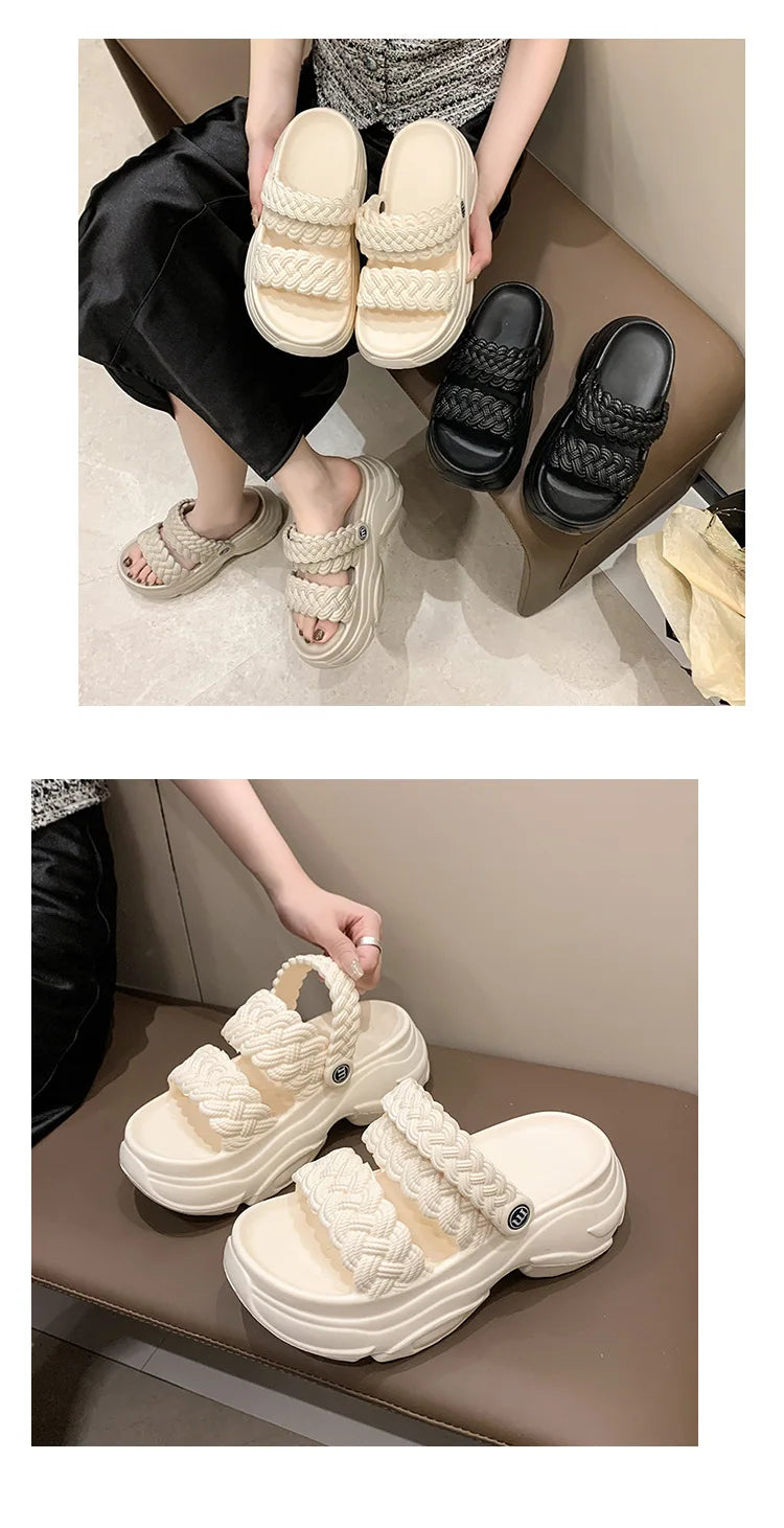 Sandalias Plataforma Mujer Playa - Chanclas Suela Gruesa Antideslizantes Ligeras Verano